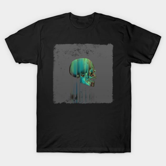 Green Glitch Skull T-Shirt by DyrkWyst